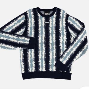 Umbro Striped Sweater Men Sz L Navy and White